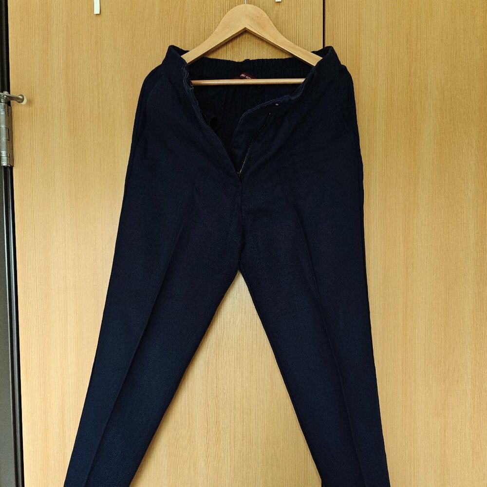 Comptoir Des Cottoniers Women's Navy Blue 100% Linen Trousers XS
